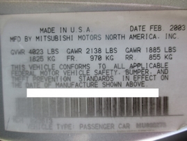 2003 MITSUBISHI GALANT ES SILVER 2.4L AT 163785